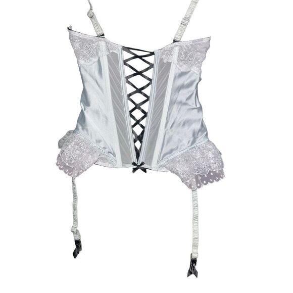 RARE FIND Victoria's Secret Lace-Up Corset Bra Satin green/Blue/grey colored Top - Picture 6 of 10